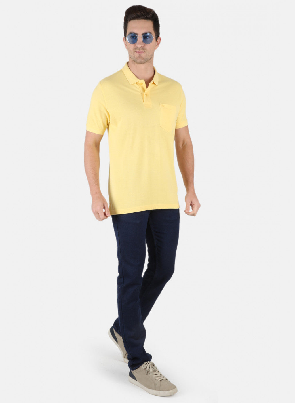 Men Yellow Plain T-Shirt