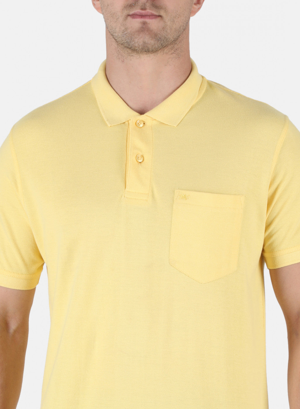 Men Yellow Plain T-Shirt