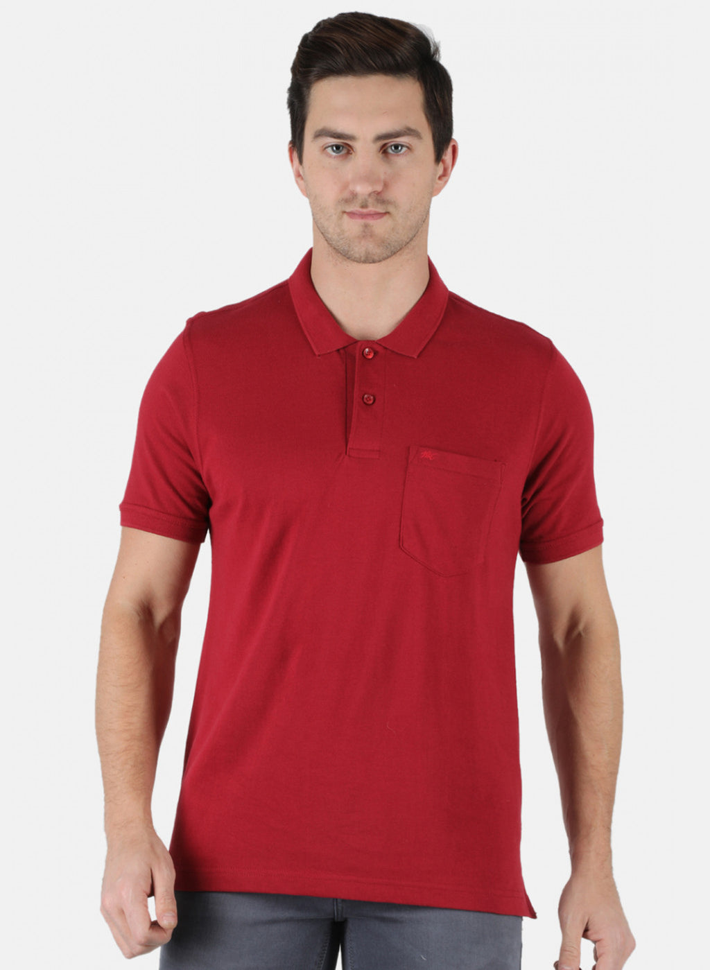 Men Maroon Plain T-Shirt