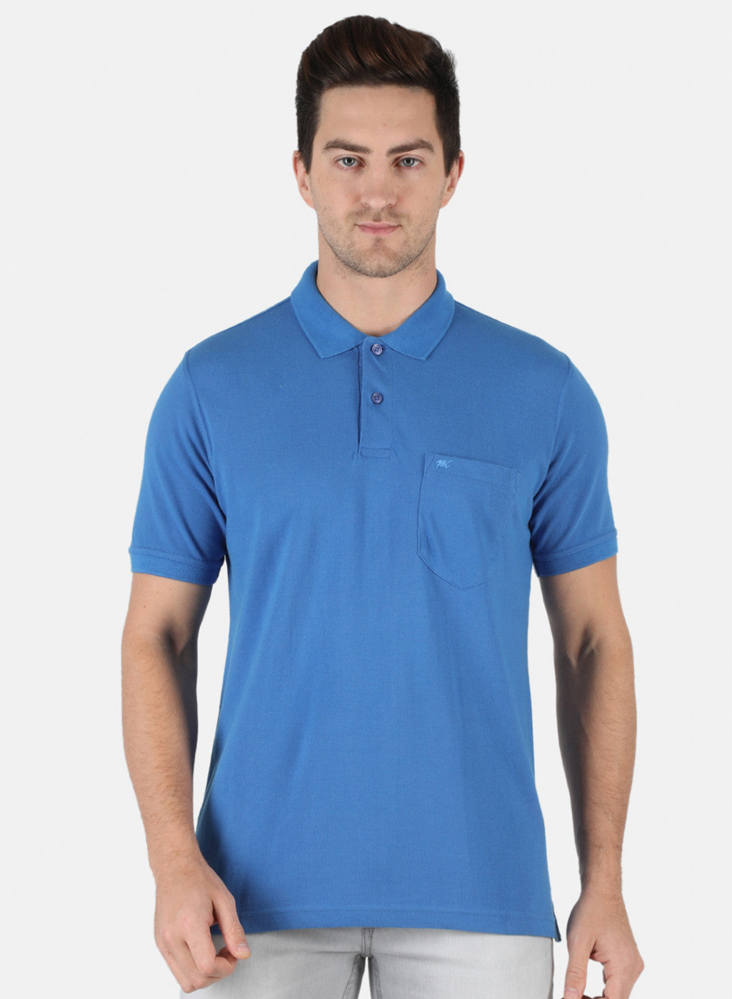 Men Blue Plain T-Shirt