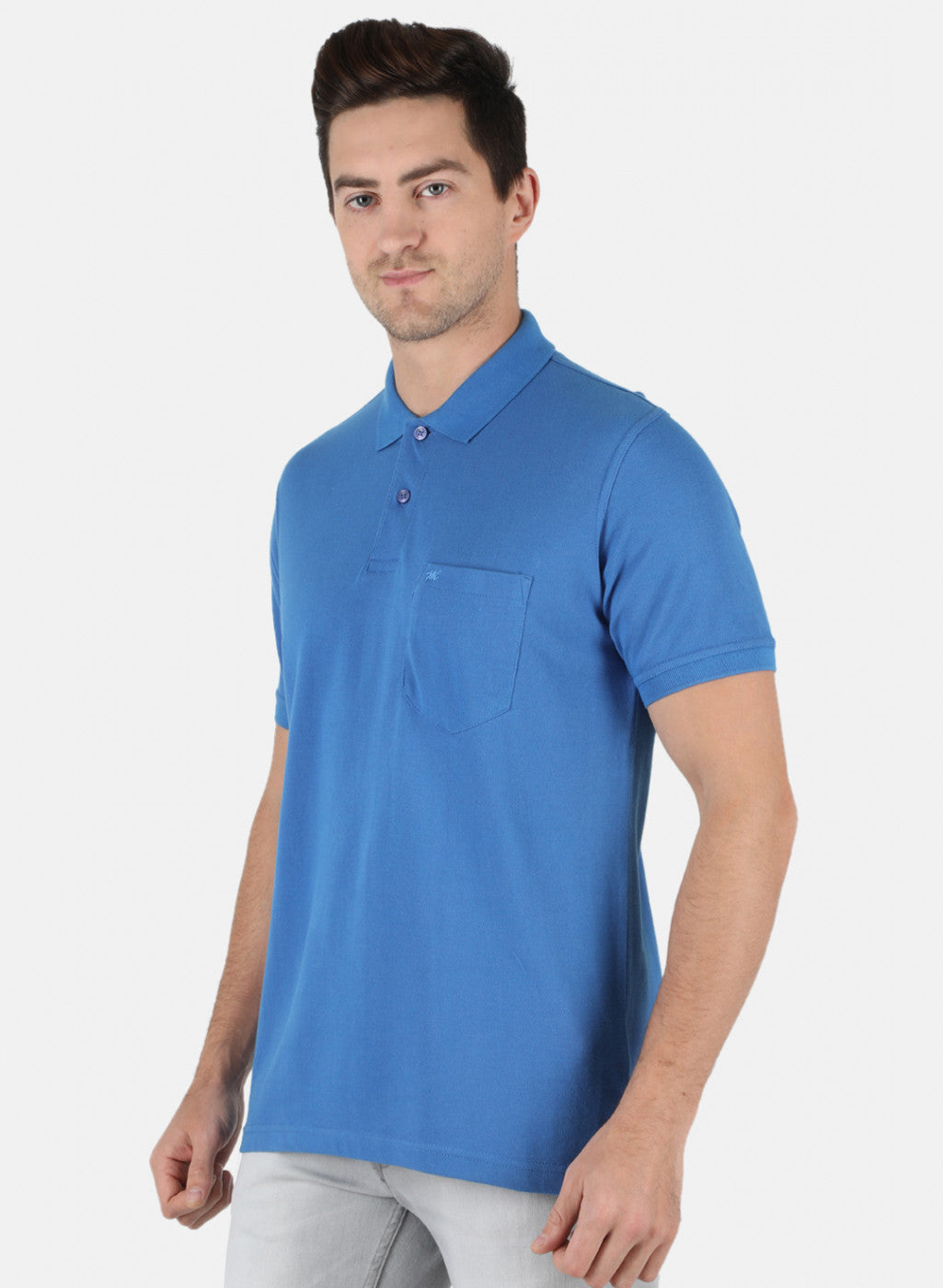 Men Blue Plain T-Shirt