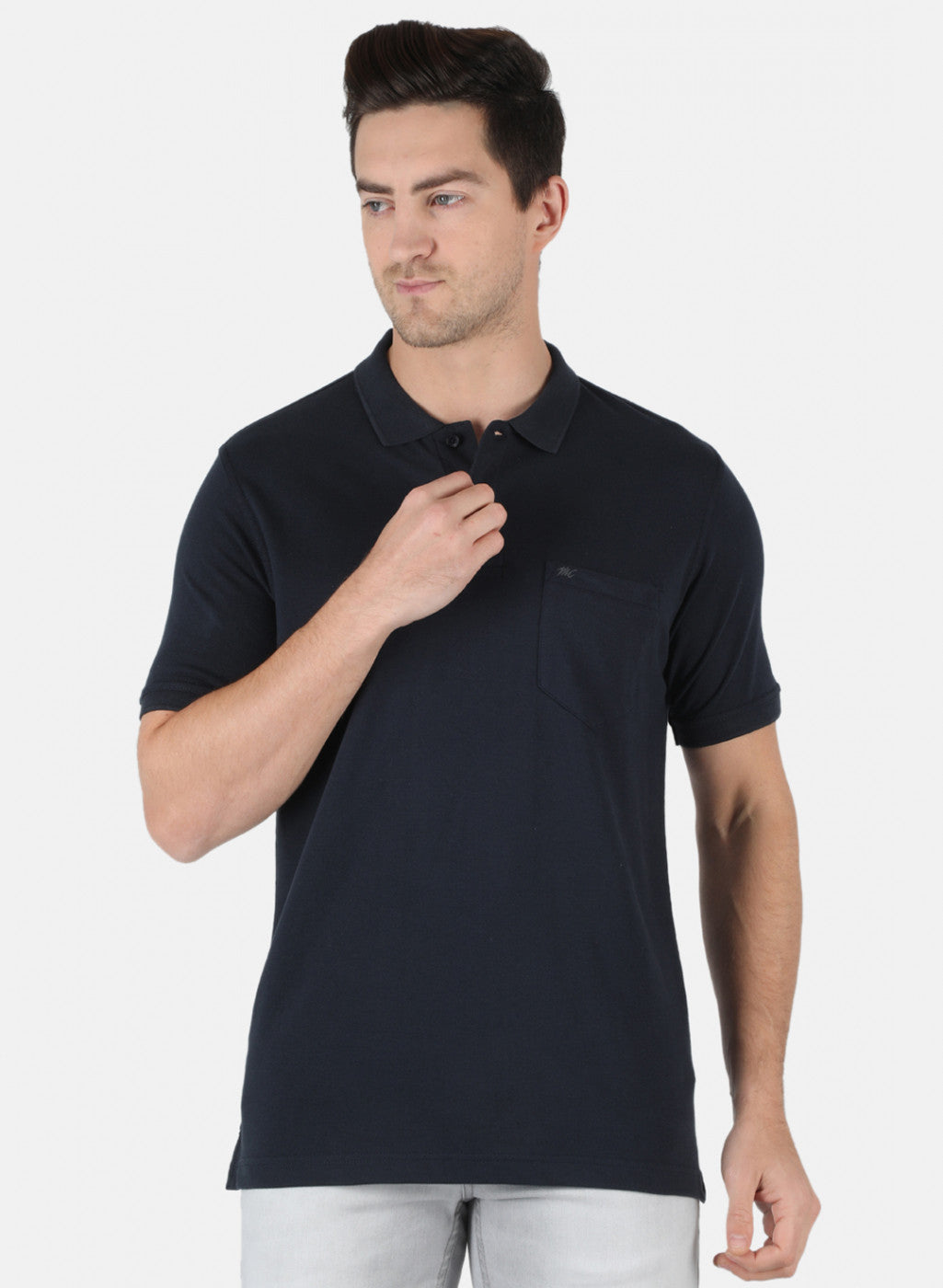 Men NAvy Blue Plain T-Shirt