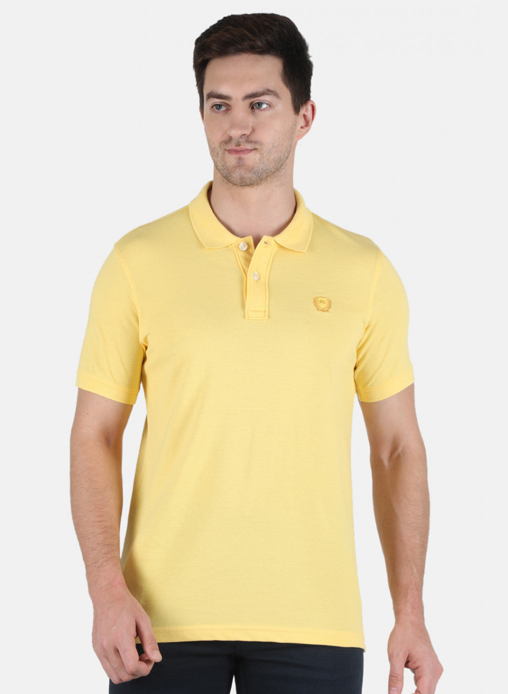 Men Yellow Plain T-Shirt
