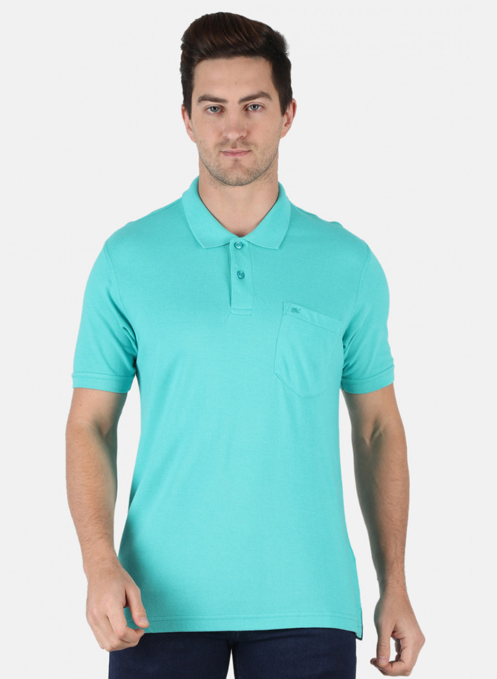 Men Sea Green Plain T-Shirt