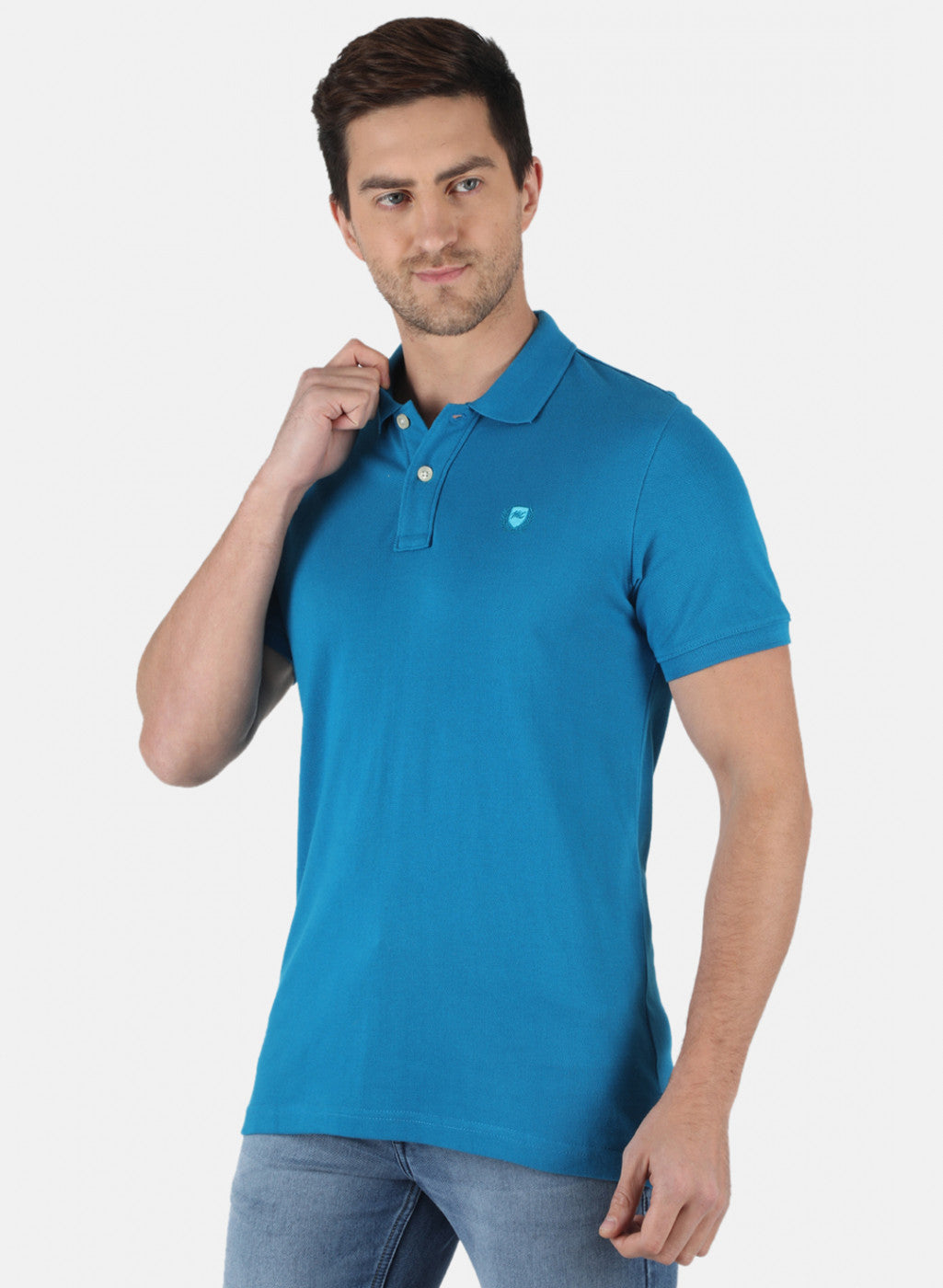 Men Blue Plain T-Shirt