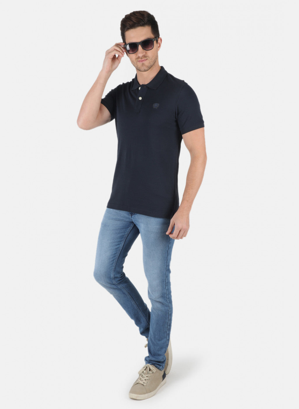 Men NAvy Blue Plain T-Shirt