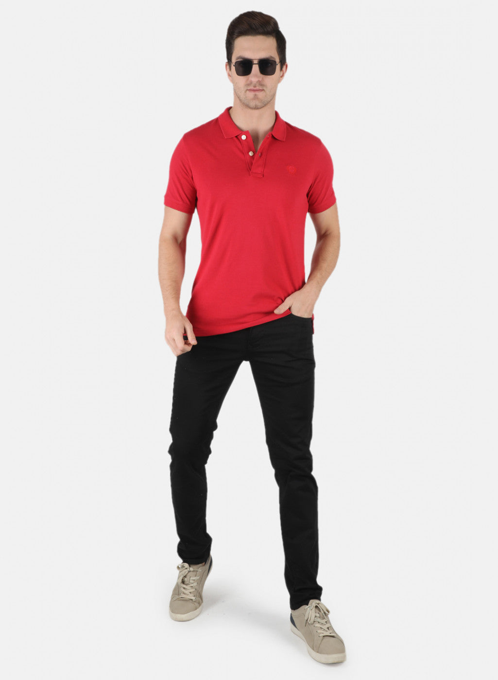 Men Red Plain T-Shirt