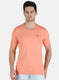 Men Peach Plain T-Shirt