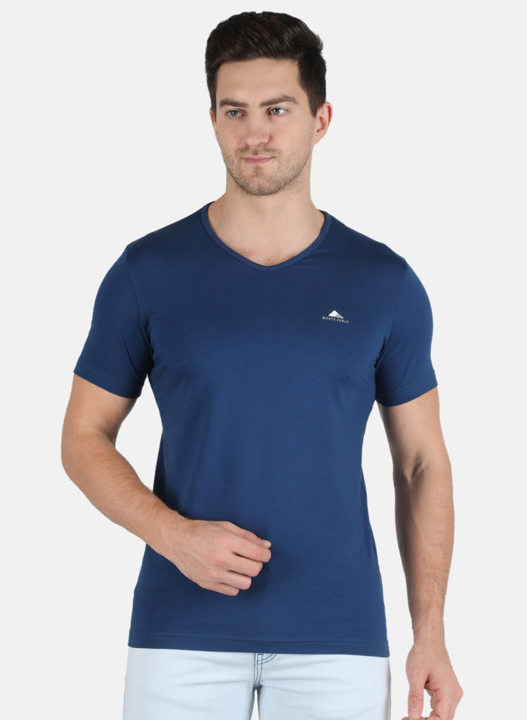 Men Blue Plain T-Shirt