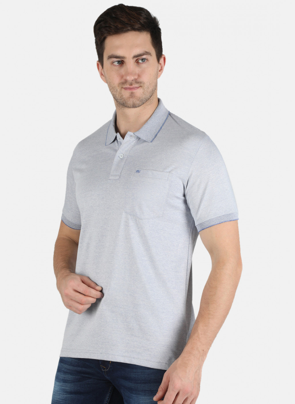 Men Grey Plain T-Shirt
