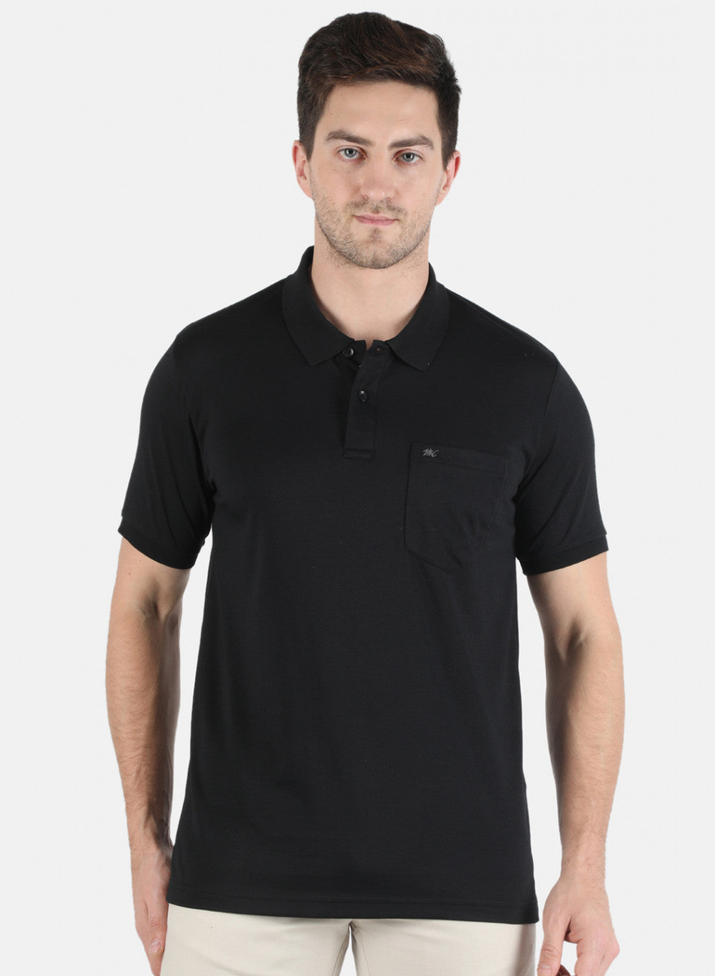 Men Black Plain T-Shirt