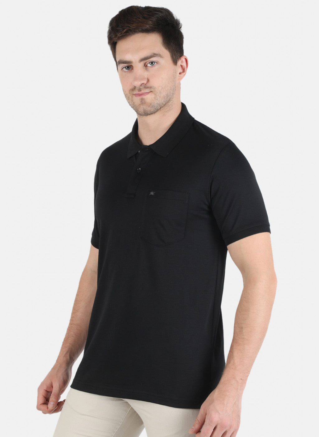 Men Black Plain T-Shirt
