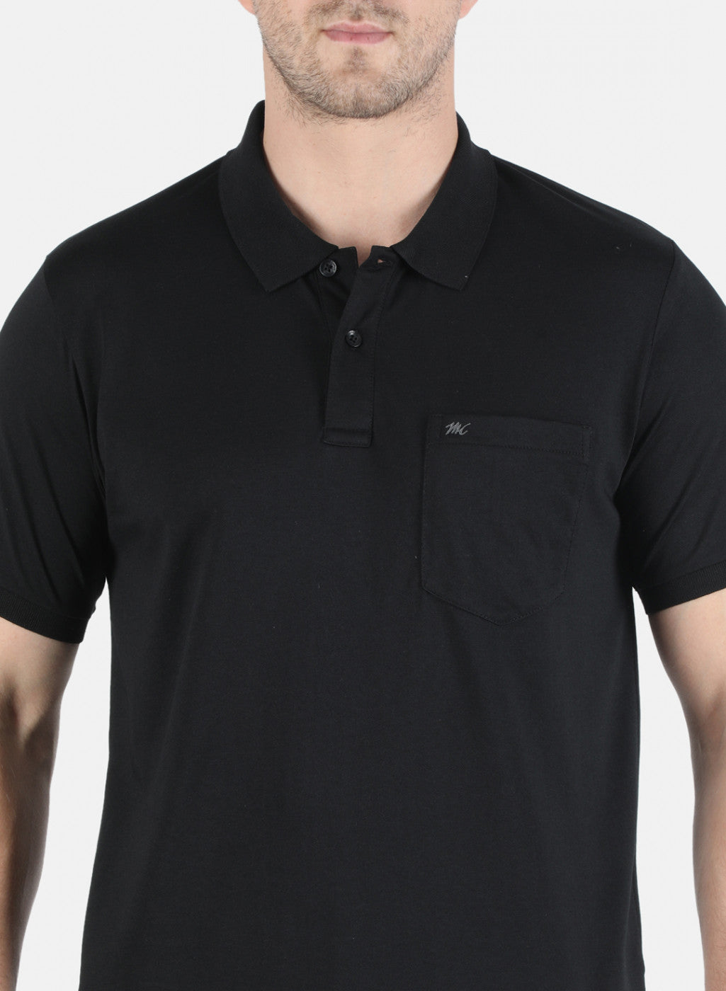 Men Black Plain T-Shirt