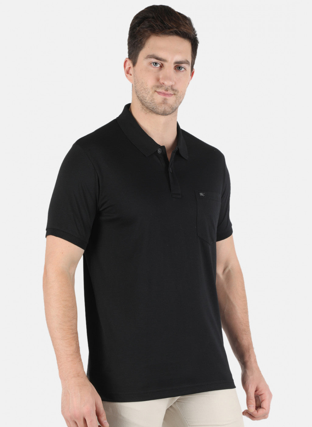 Men Black Plain T-Shirt