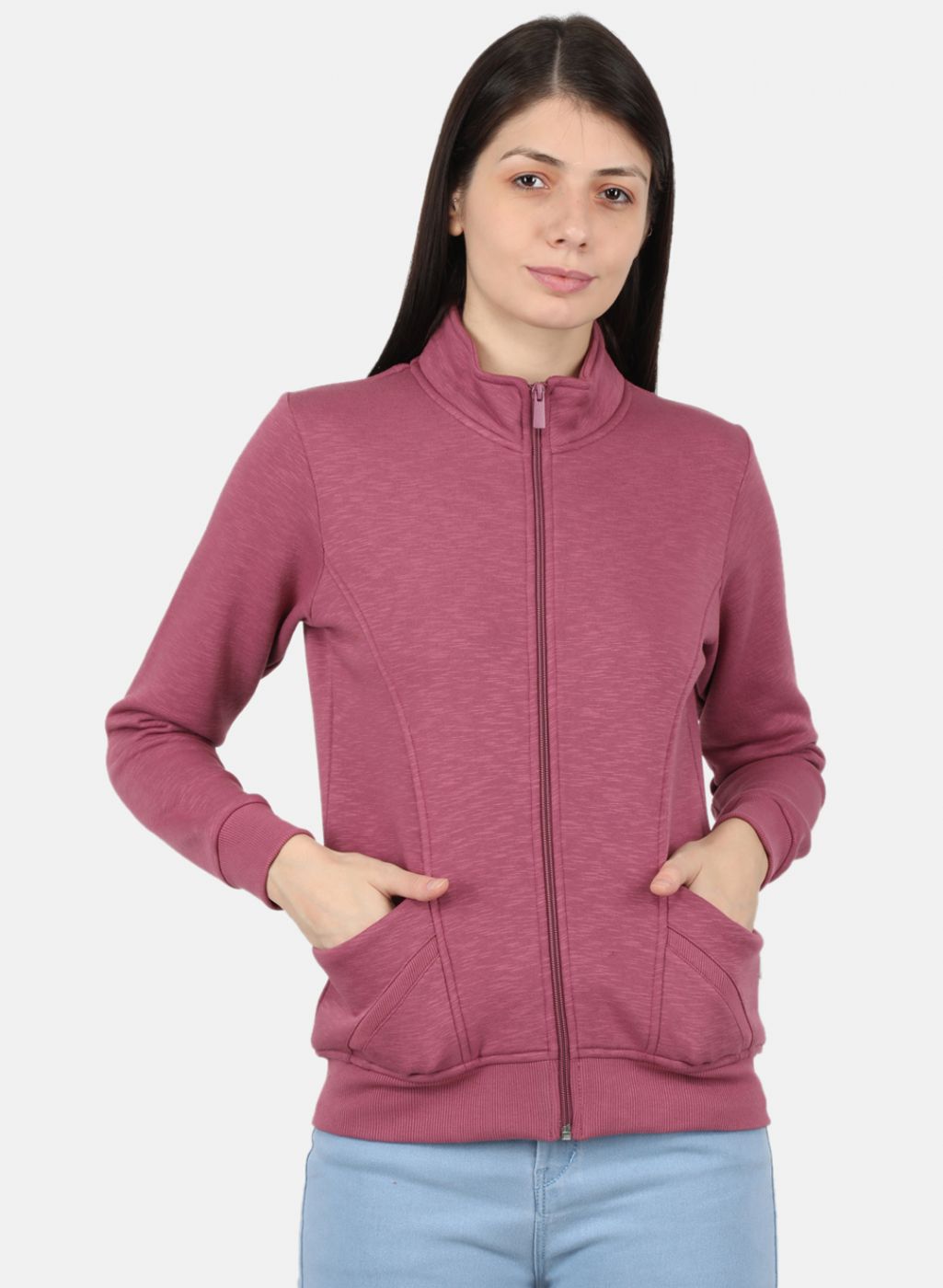 Women Pink Solid Sweatshirt