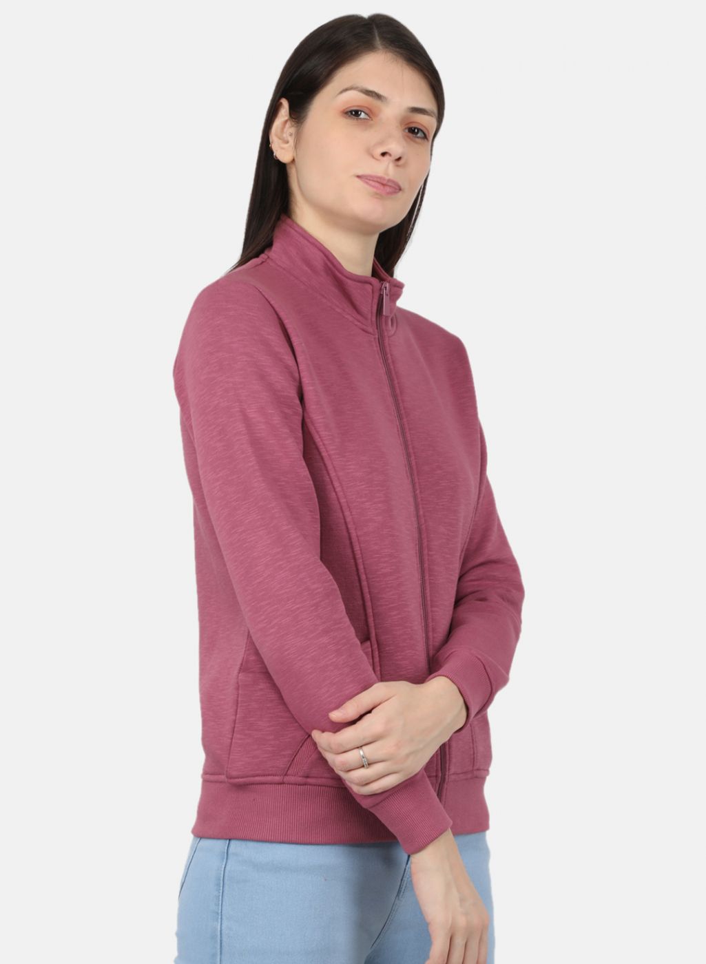 Women Pink Solid Sweatshirt