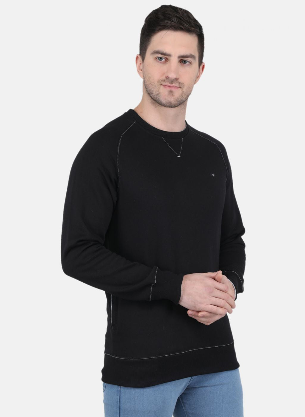 Men Black Solid Sweatshirt