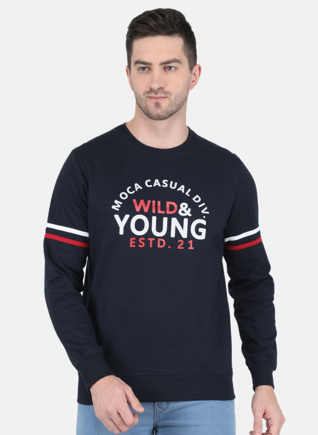 Men NAvy Blue Solid Sweatshirt