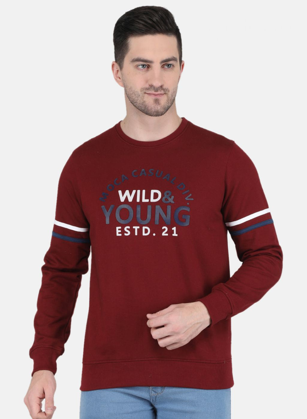 Men Maroon Solid Sweatshirt