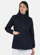 Women Navy Blue Solid Jacket