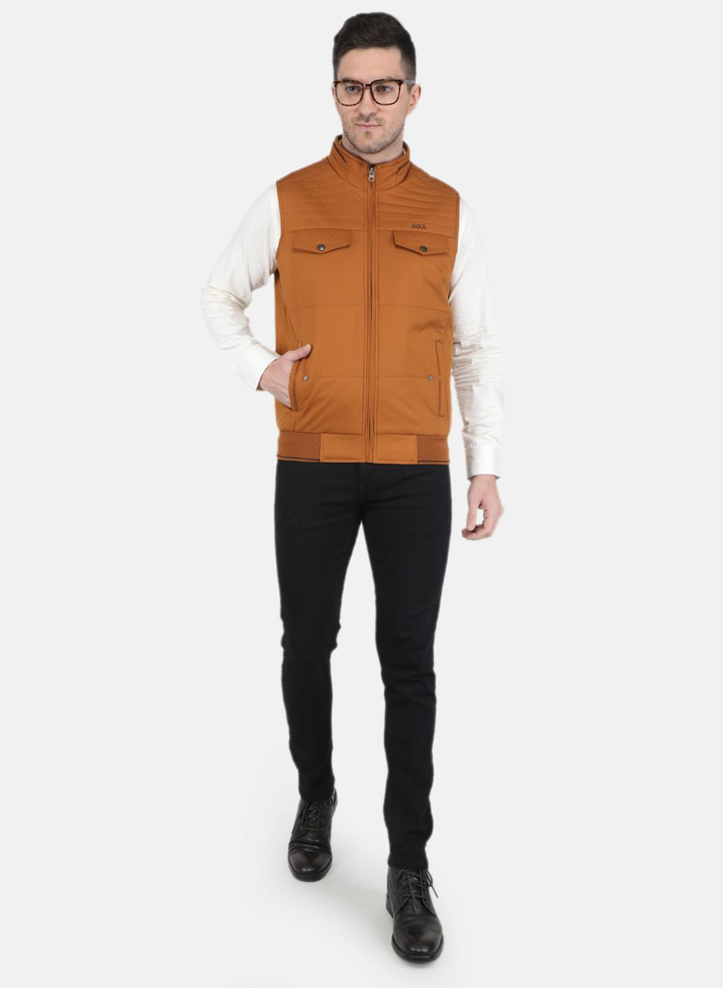 Men Brown Solid Jacket