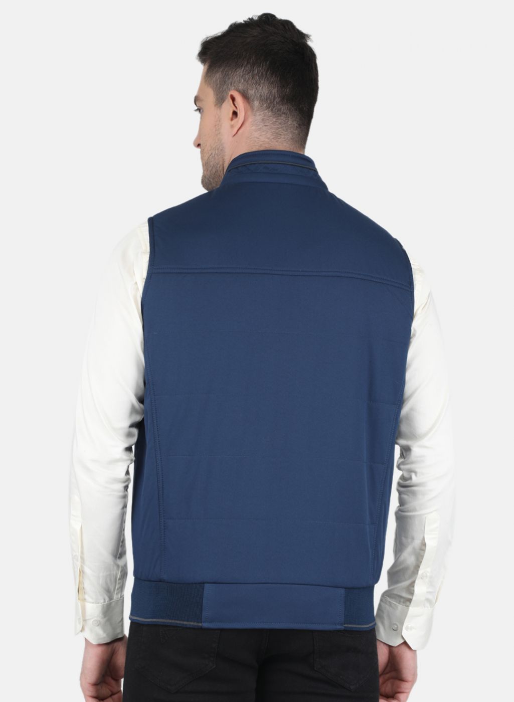 Men NAvy Blue Solid Jacket