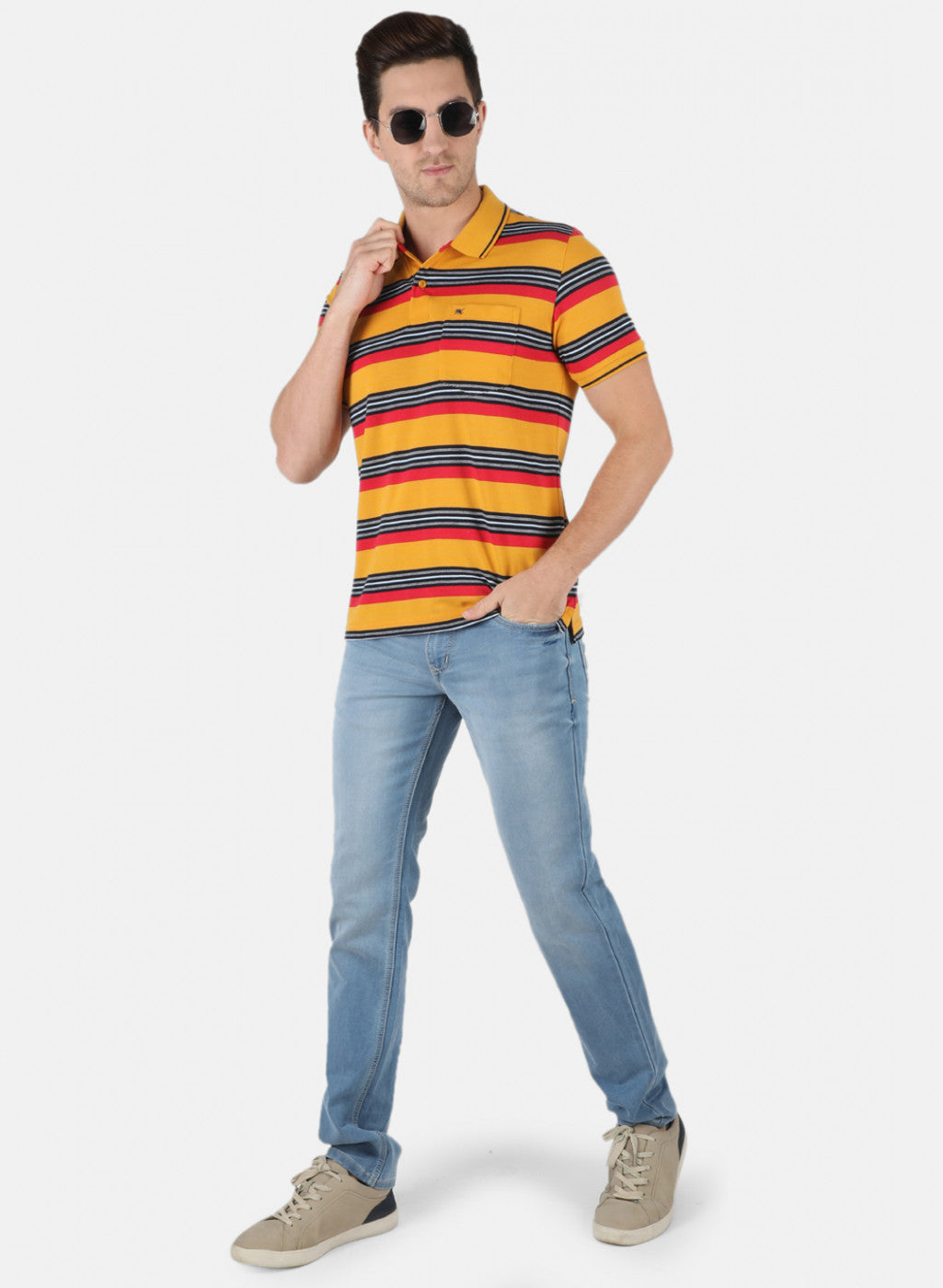 Men Yellow Stripe T-Shirt
