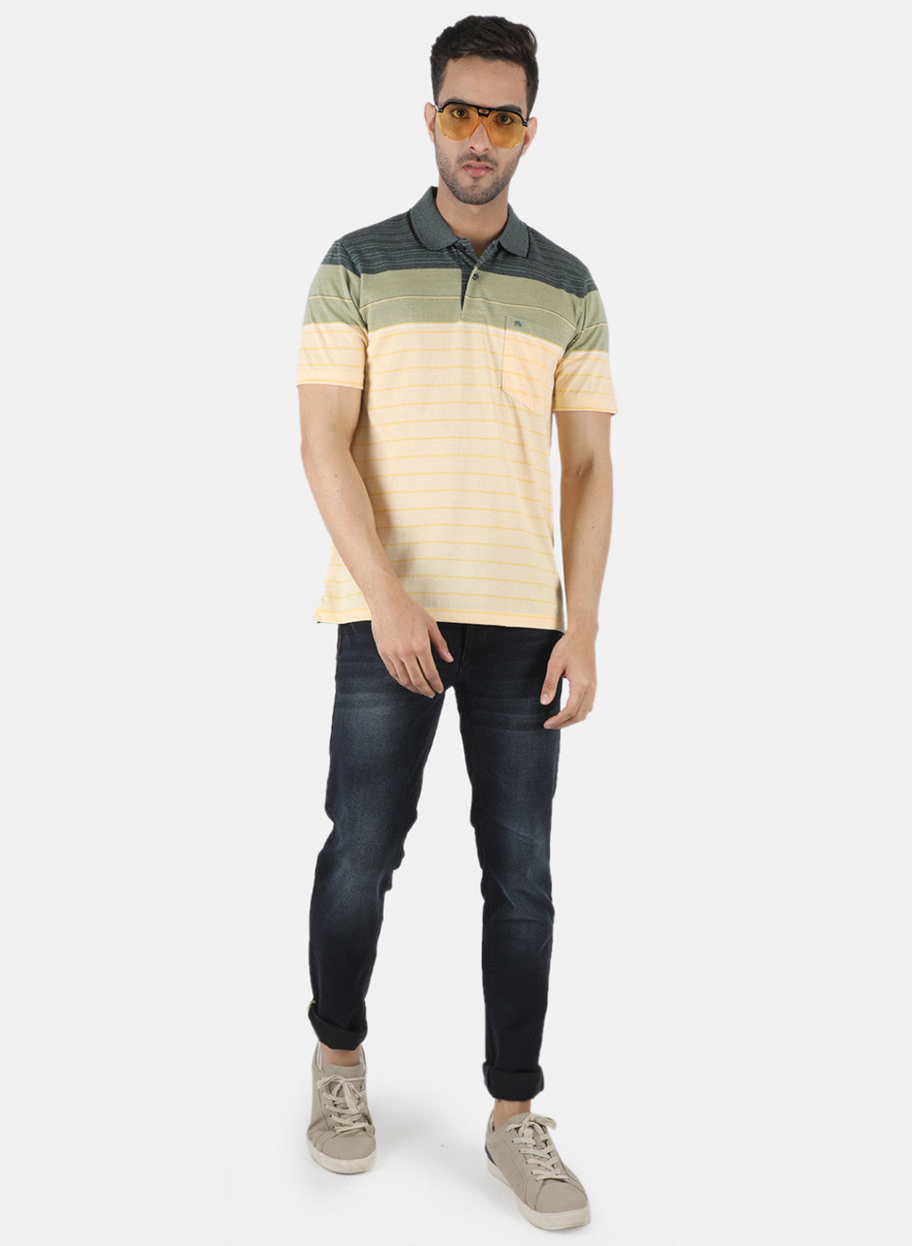 Men Green Stripe T-Shirt
