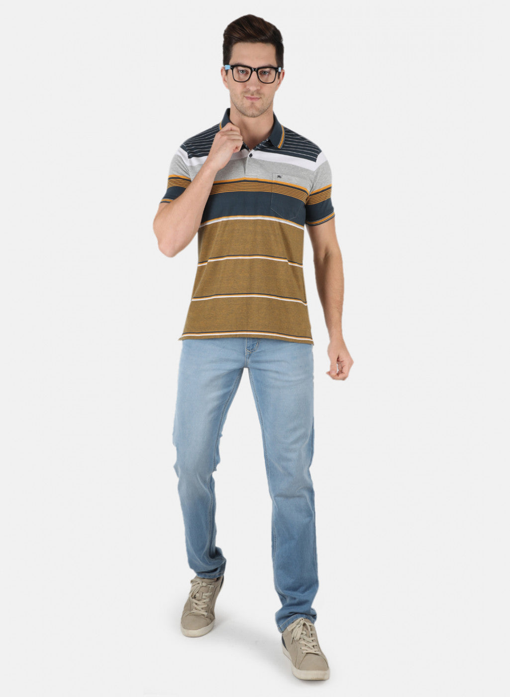 Men Mustard Stripe T-Shirt