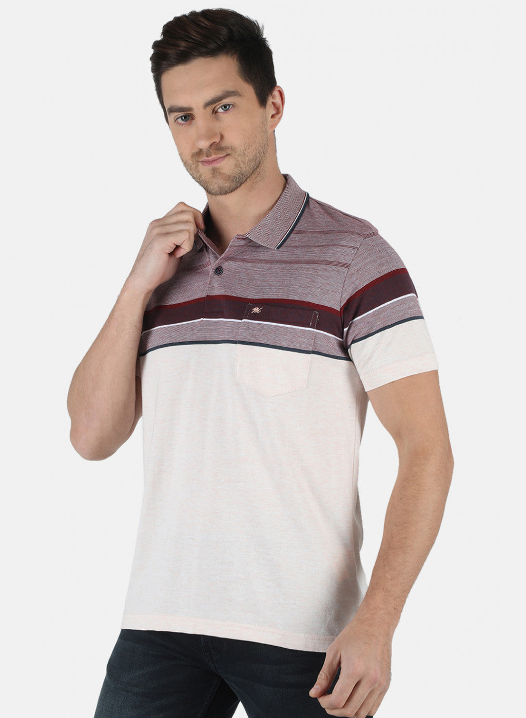 Men Maroon Stripe T-Shirt