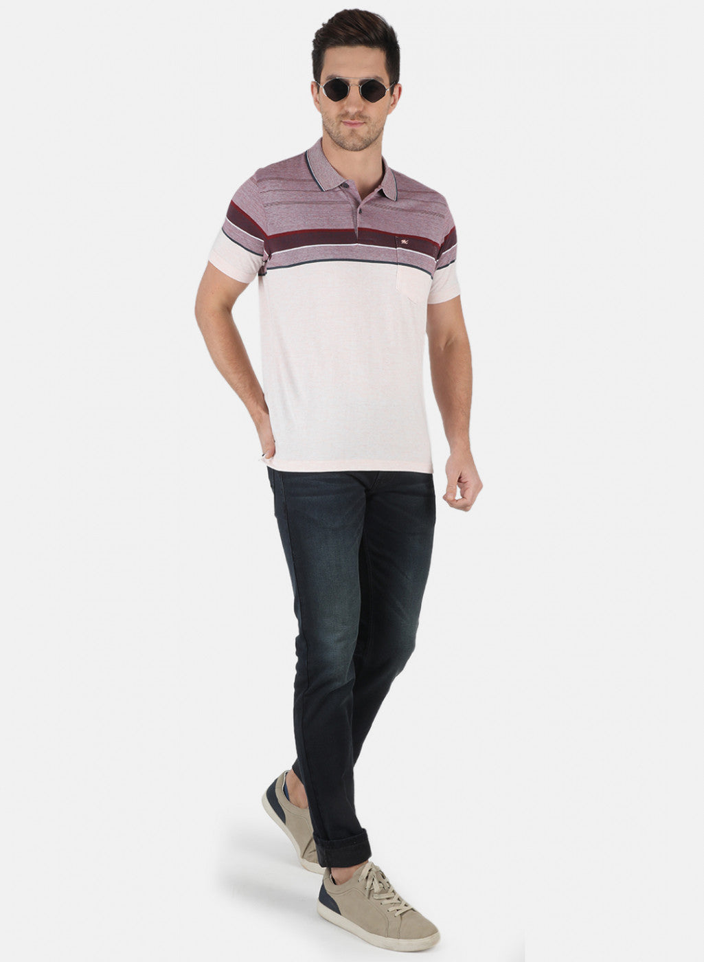 Men Maroon Stripe T-Shirt