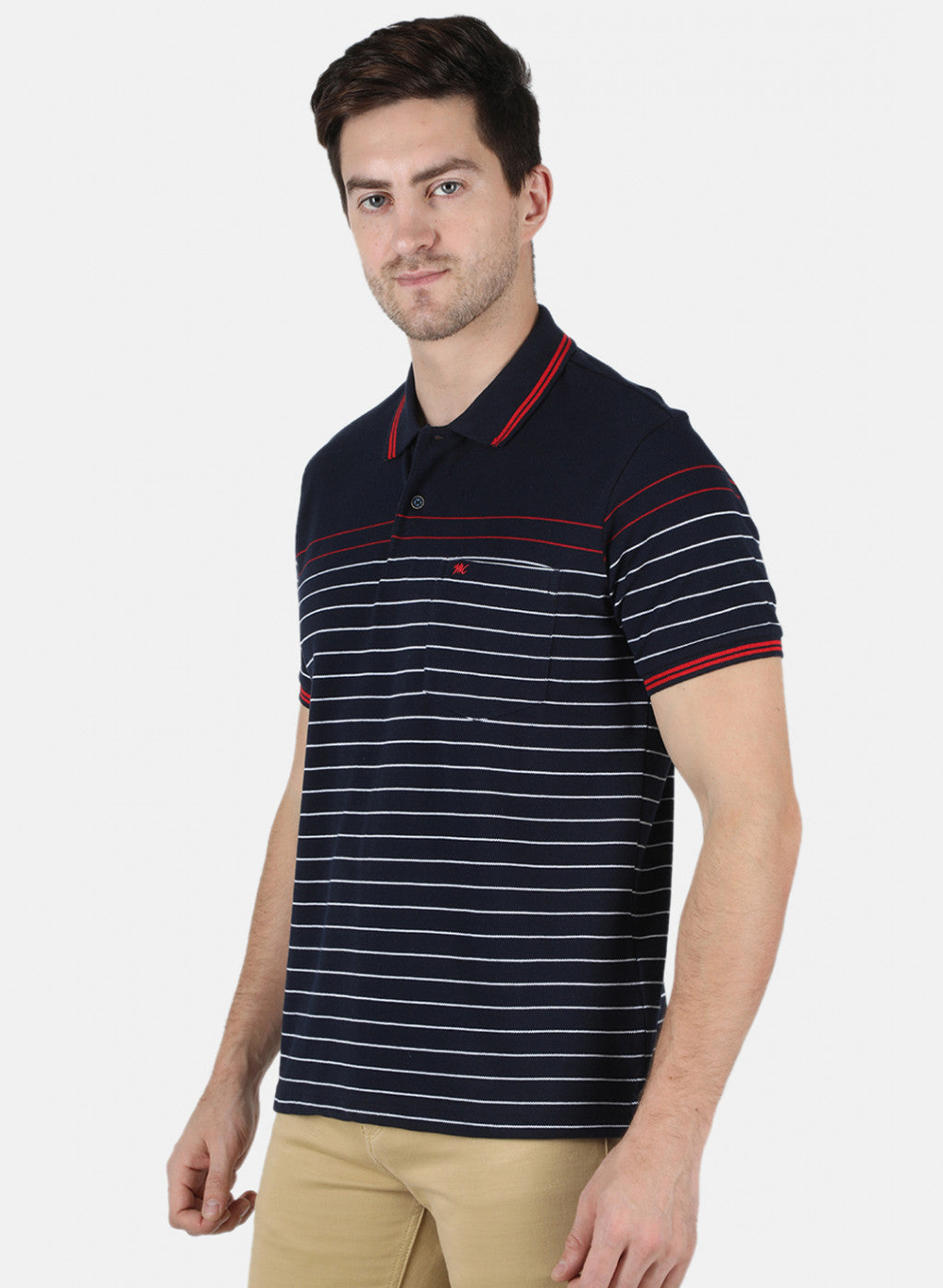 Men NAvy Blue Stripe T-Shirt