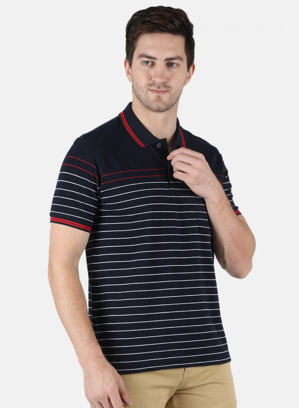 Men NAvy Blue Stripe T-Shirt