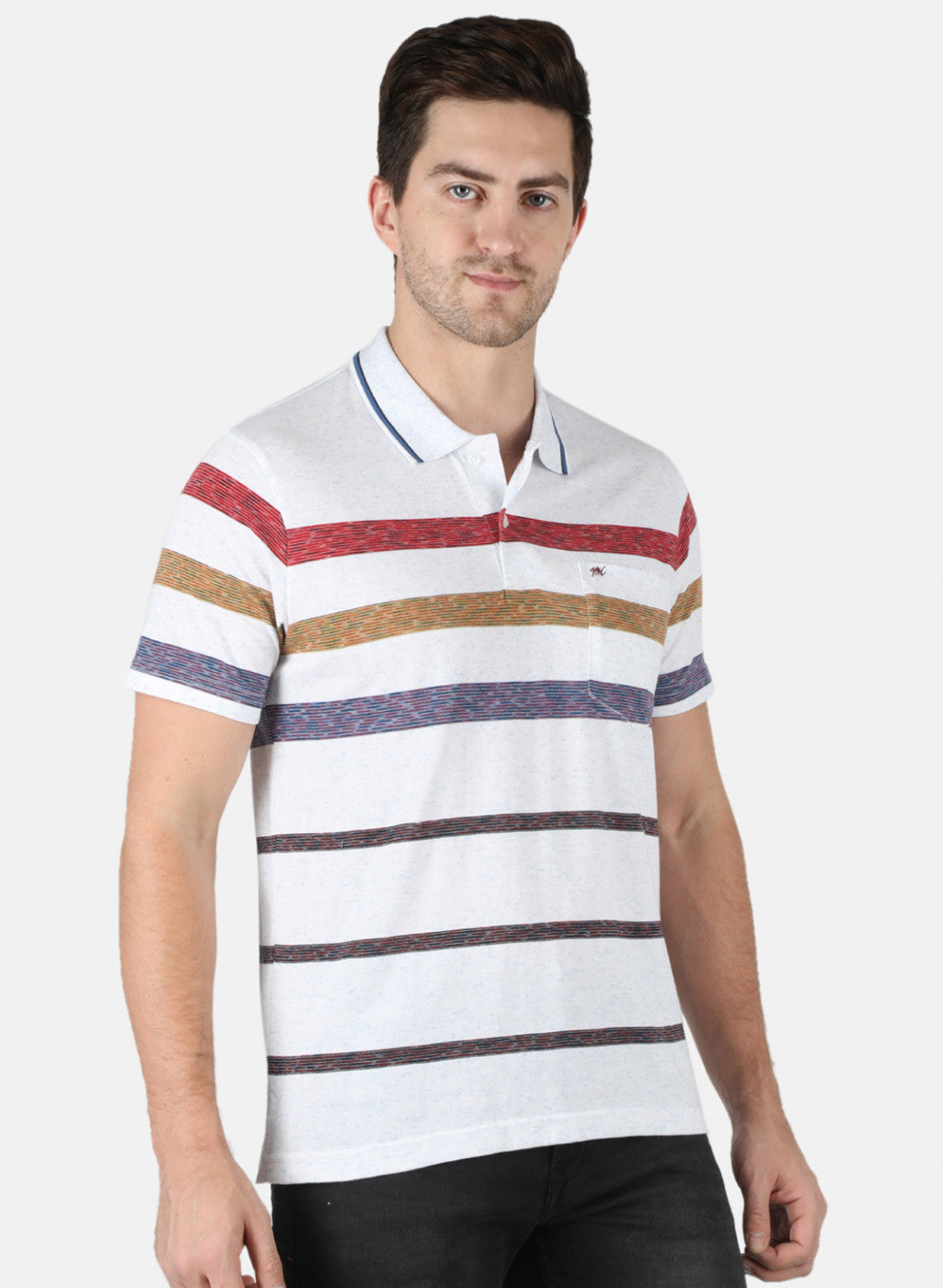 Men White Stripe T-Shirt