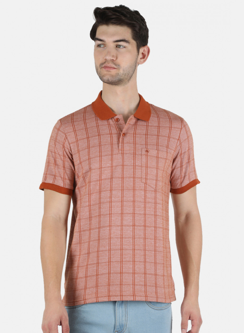 Men Orange Stripe T-Shirt