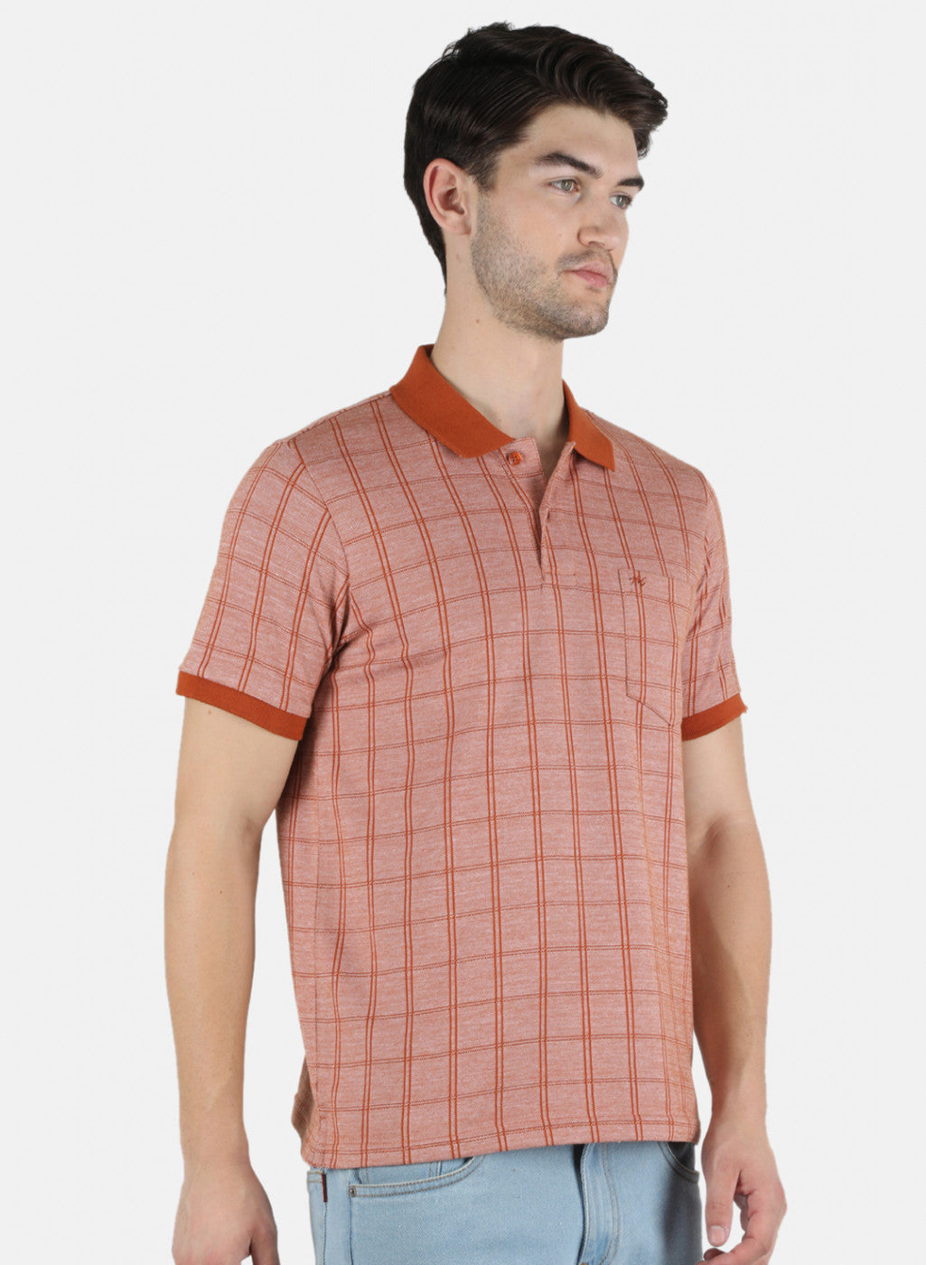 Men Orange Stripe T-Shirt