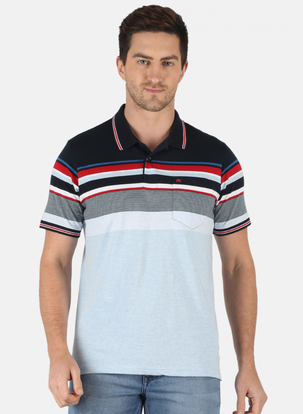 Men NAvy Blue Stripe T-Shirt