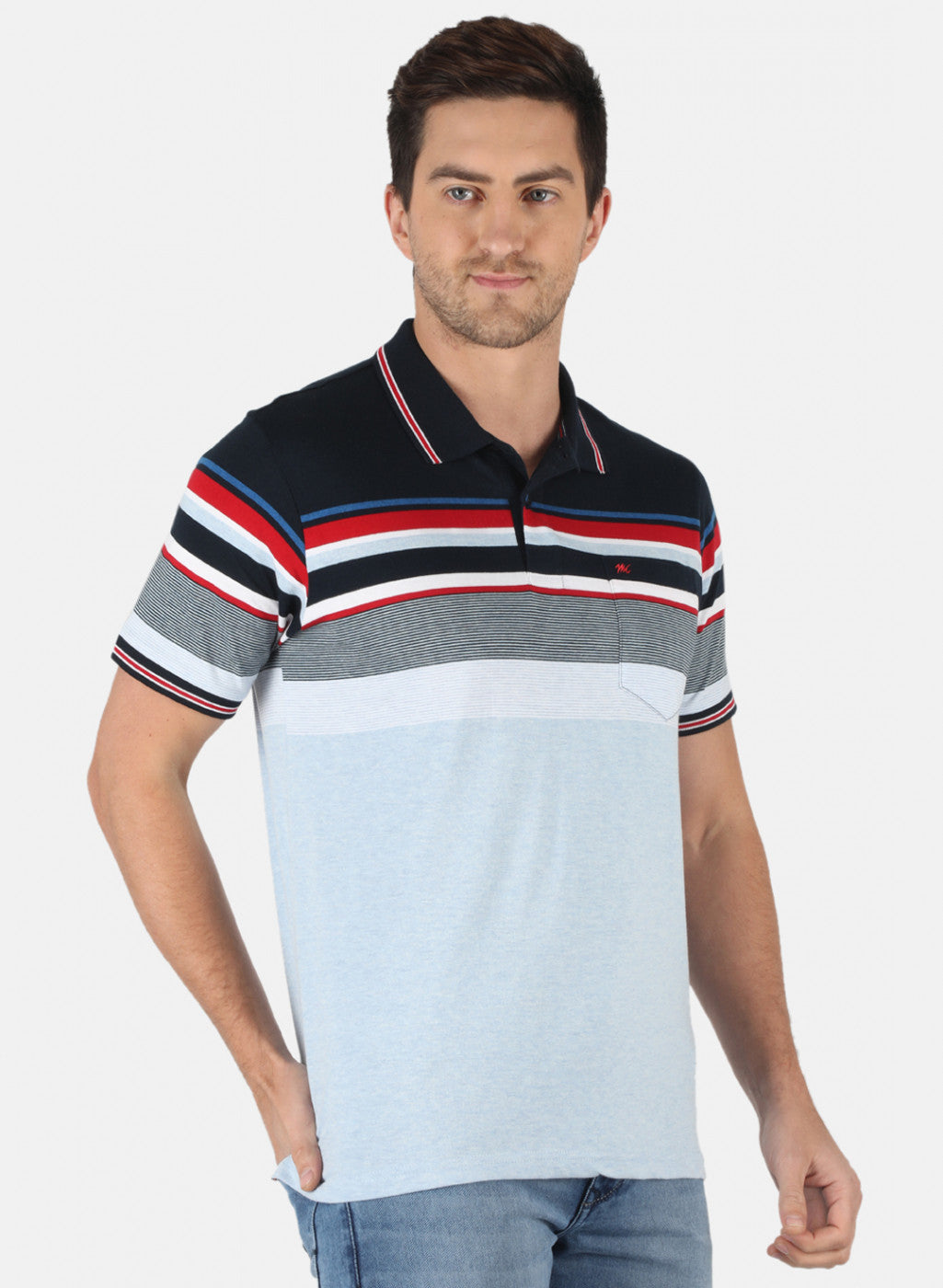 Men NAvy Blue Stripe T-Shirt