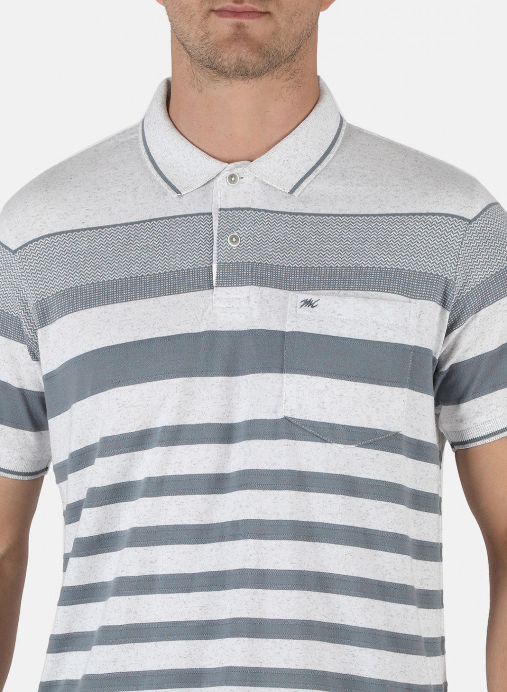 Men Grey Stripe T-Shirt