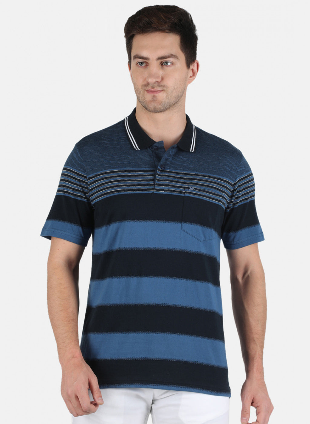 Men NAvy Blue Stripe T-Shirt
