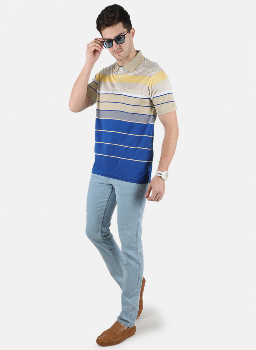 Men Yellow Stripe T-Shirt