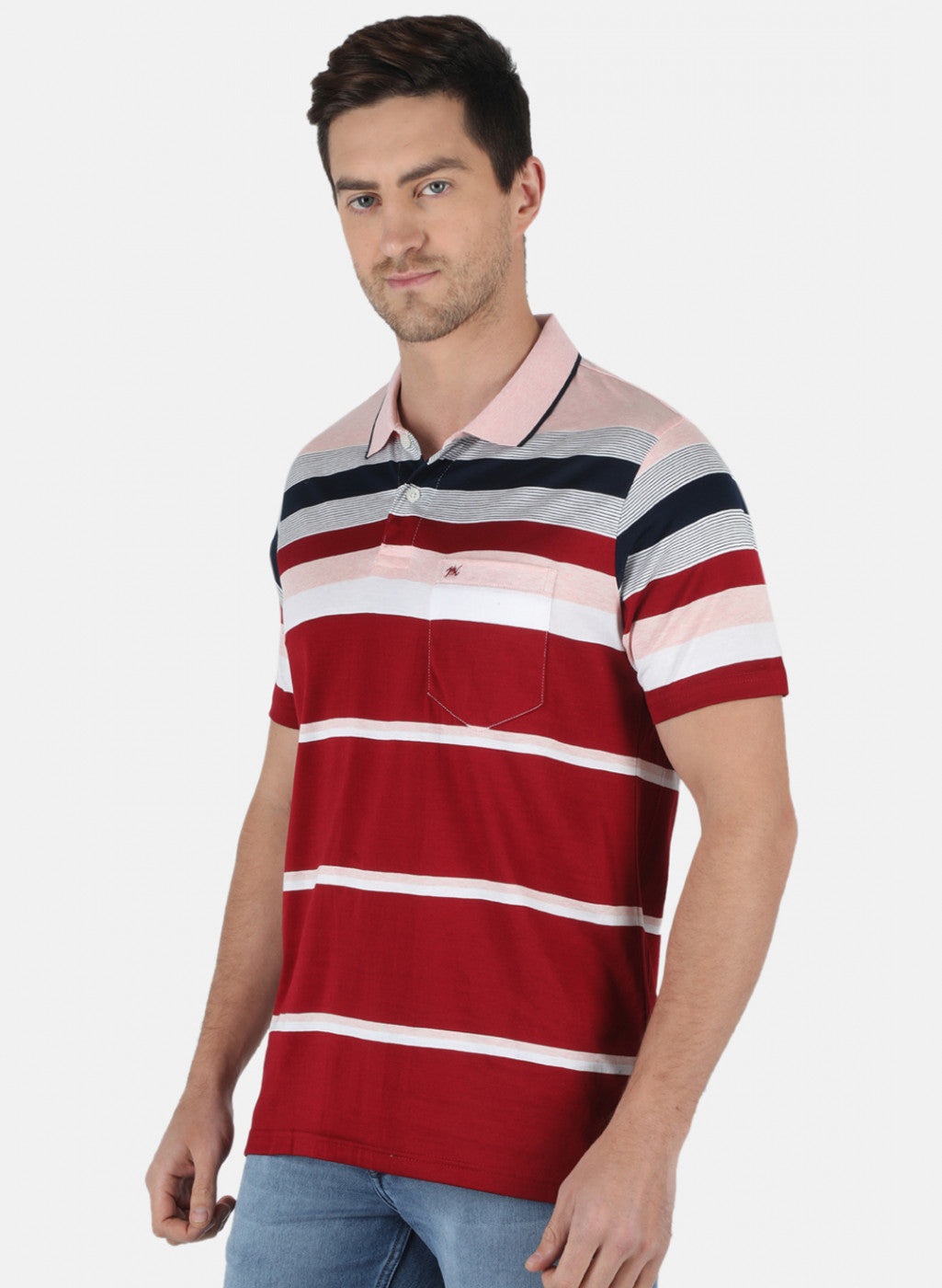 Men Pink Stripe T-Shirt