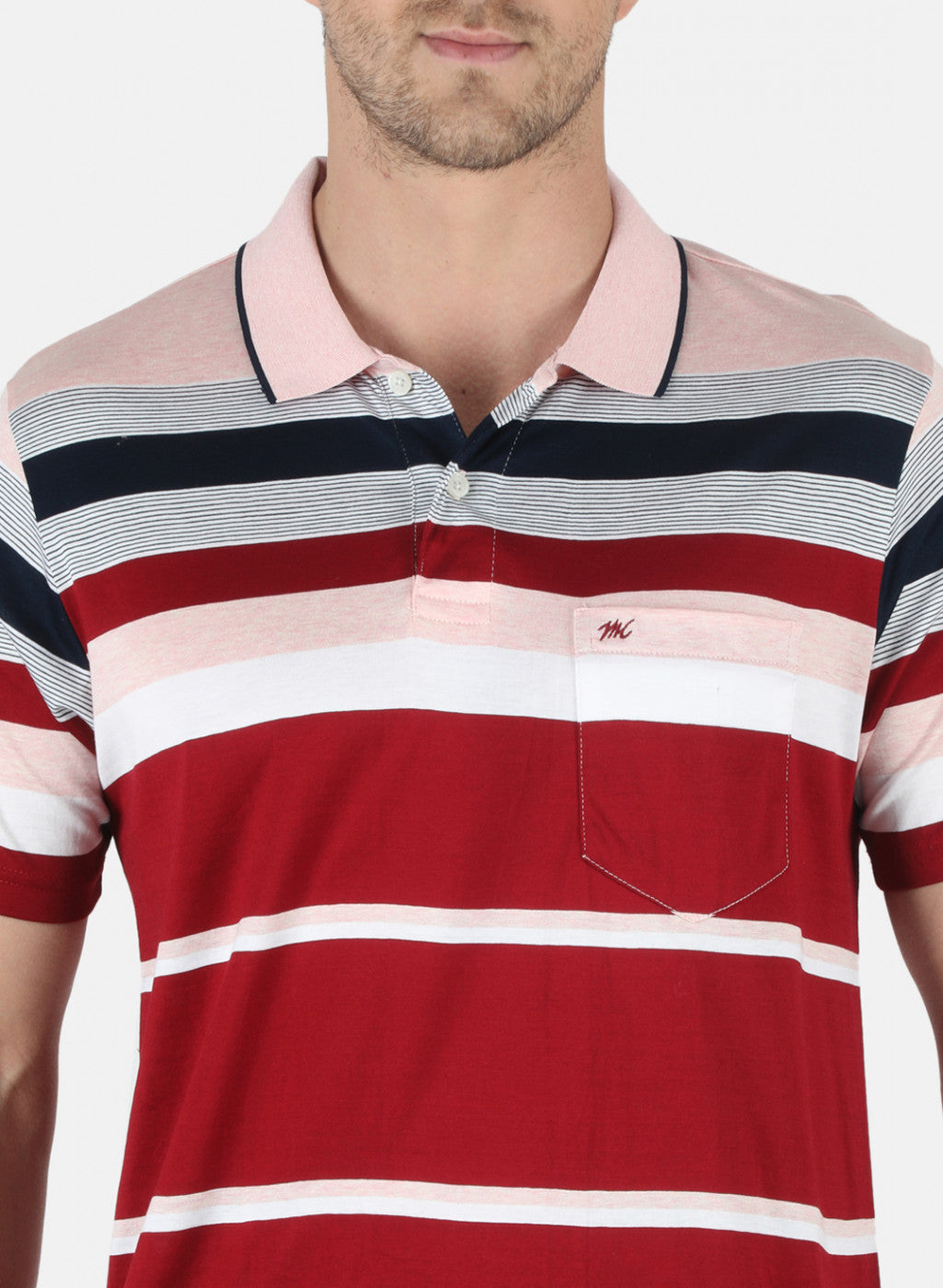 Men Pink Stripe T-Shirt