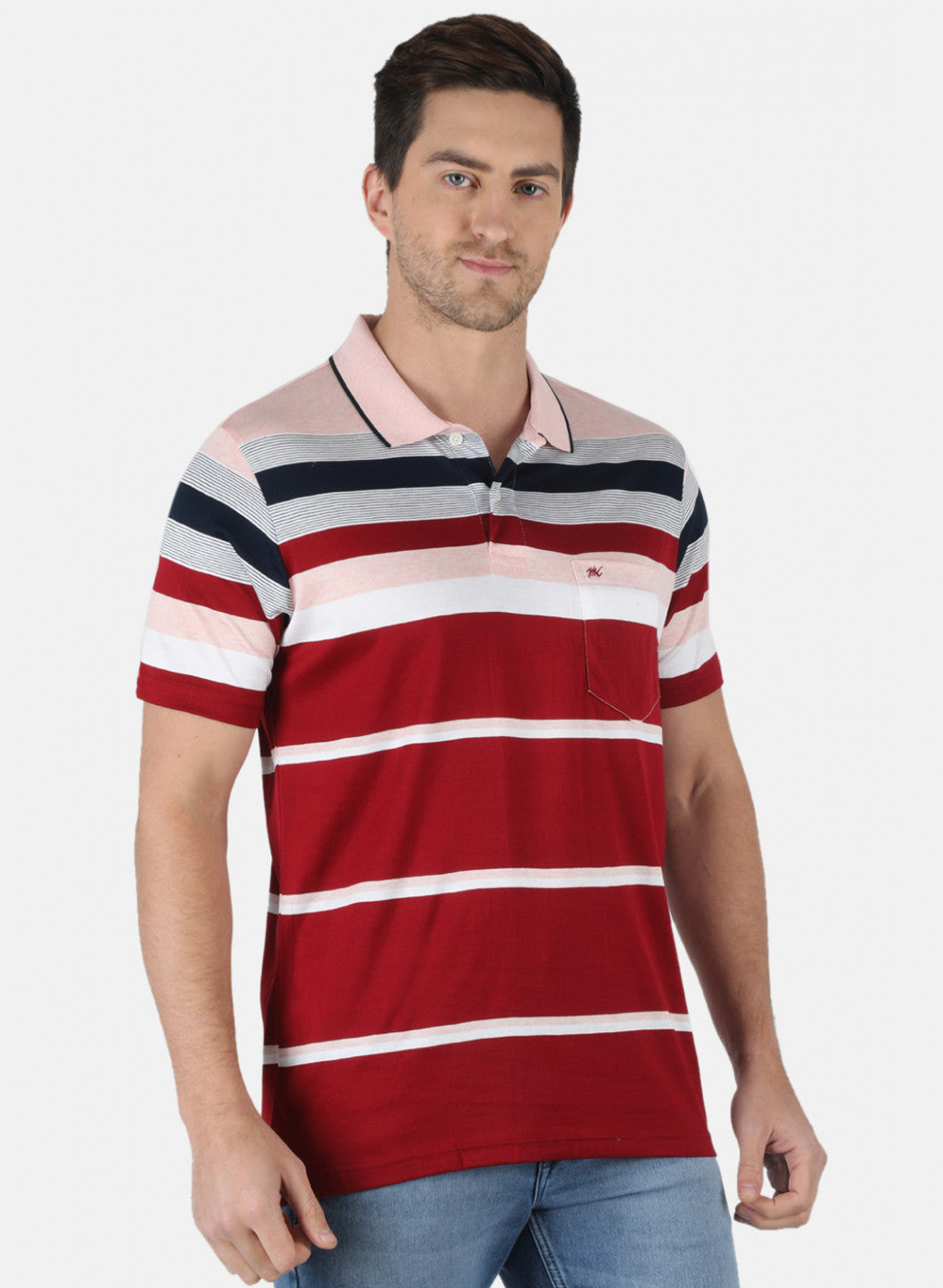 Men Pink Stripe T-Shirt