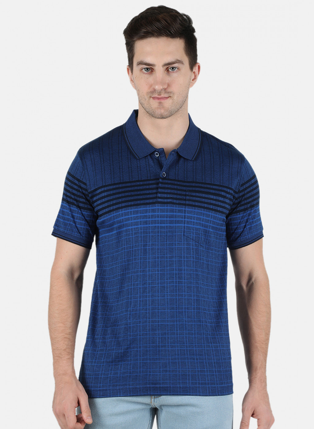 Men NAvy Blue Stripe T-Shirt
