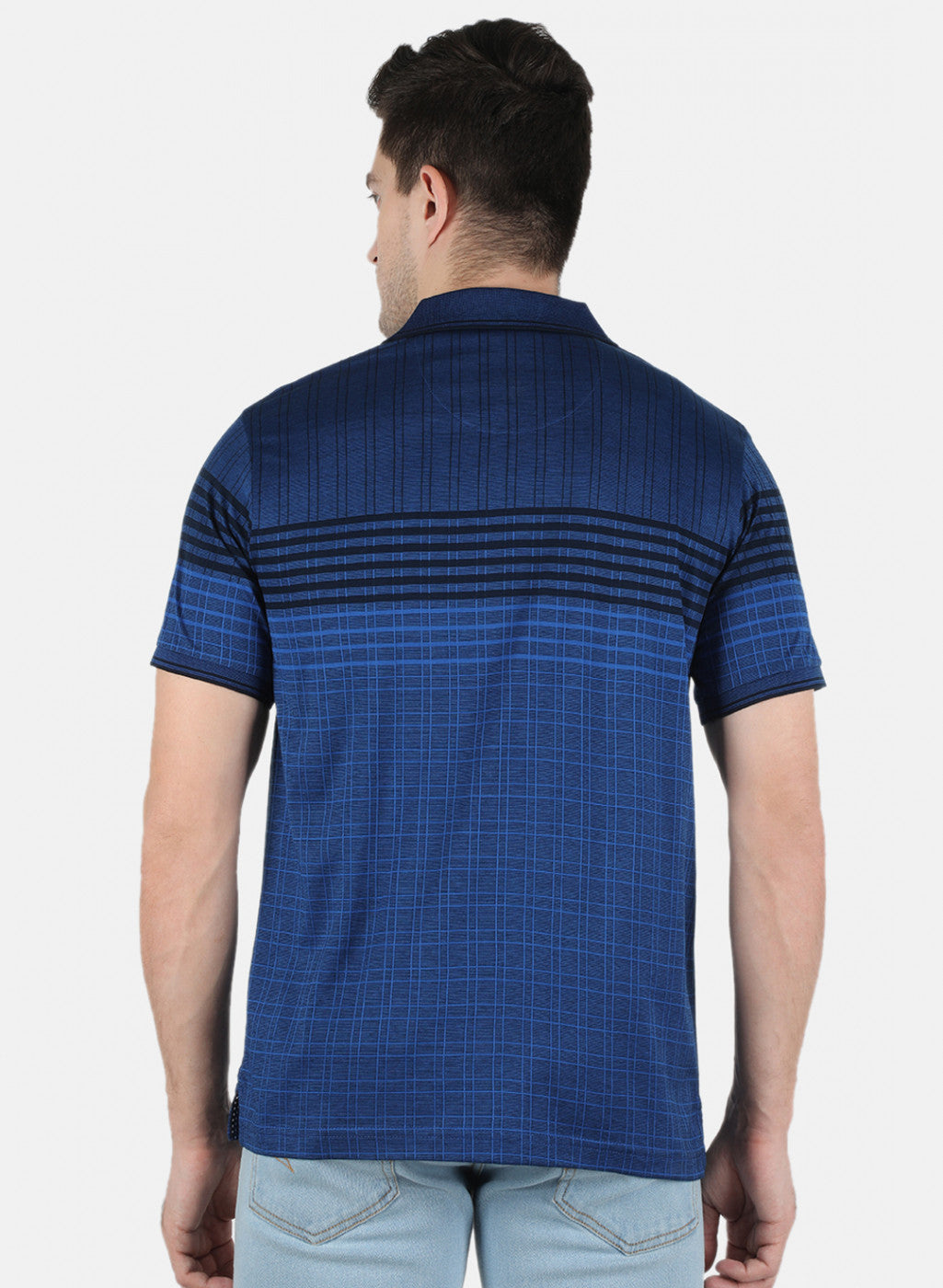 Men NAvy Blue Stripe T-Shirt