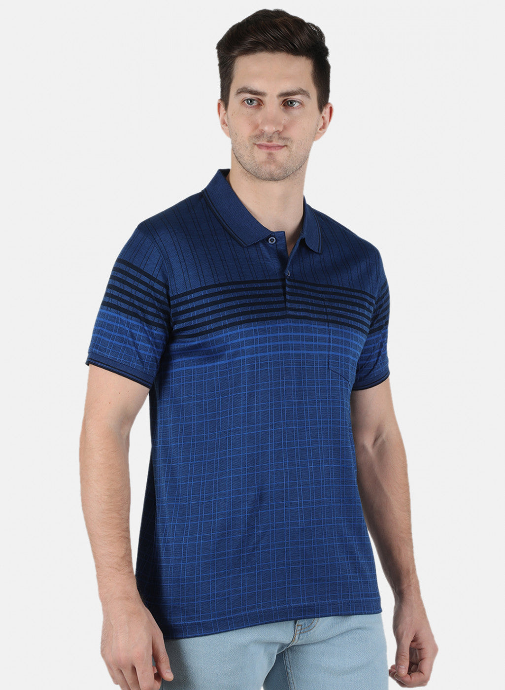 Men NAvy Blue Stripe T-Shirt