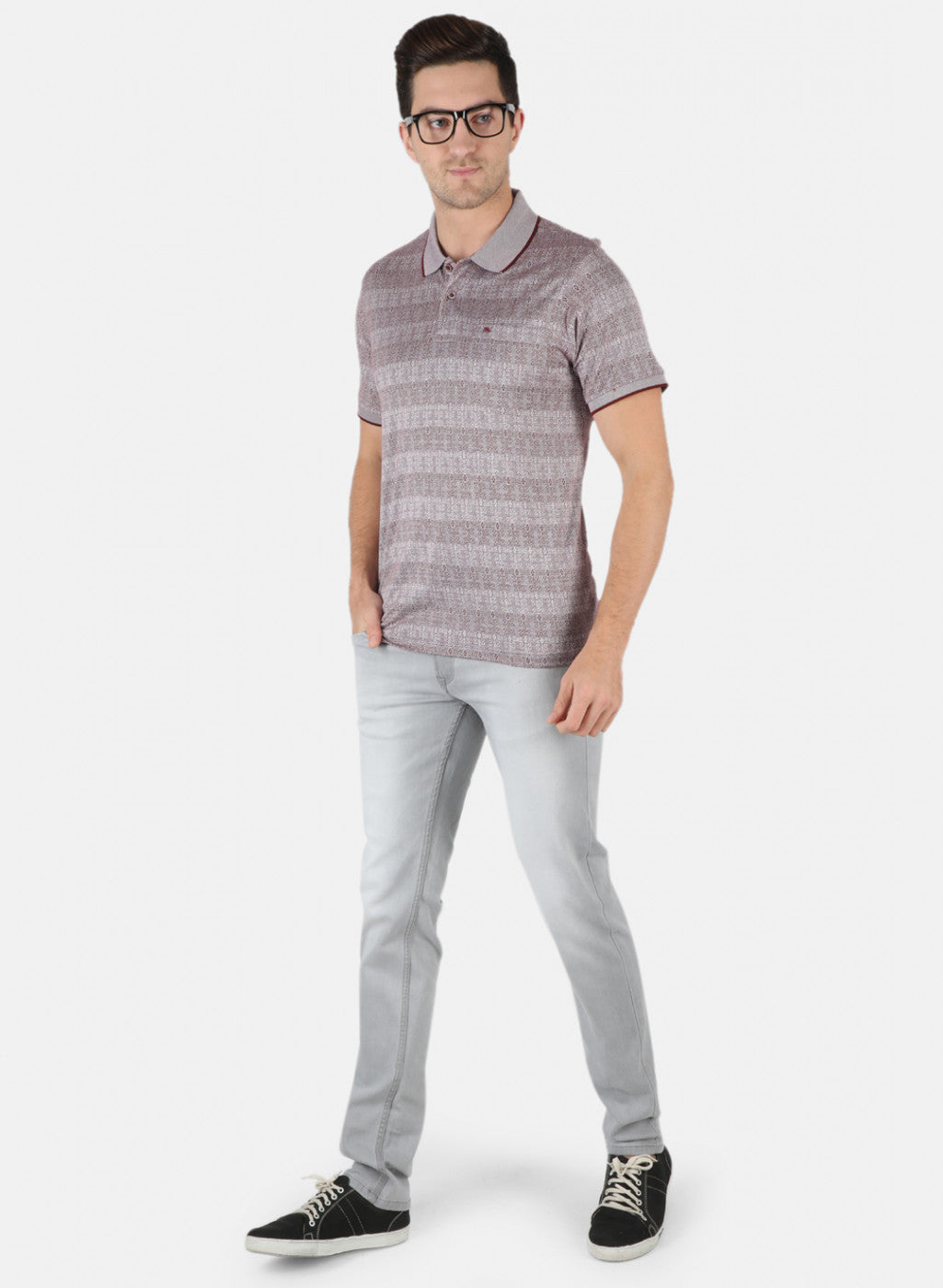 Men Maroon Stripe T-Shirt