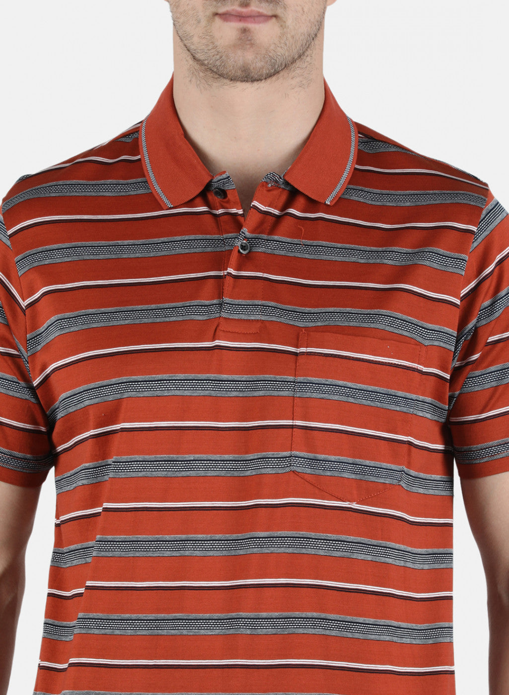 Men Orange Stripe T-Shirt
