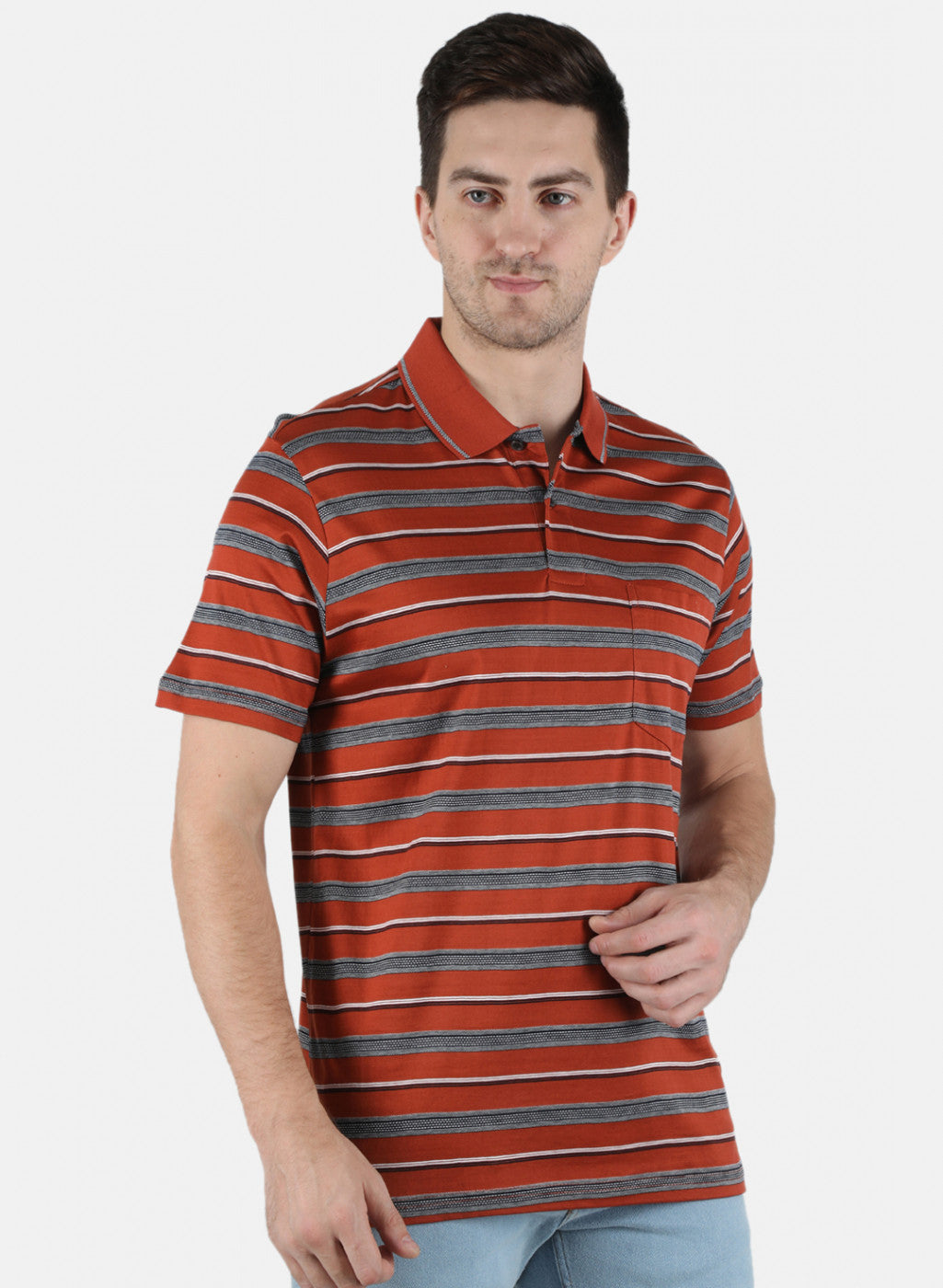 Men Orange Stripe T-Shirt